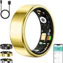 Smart Ring for Women Men,Fitness Tracker Ring with Heart Rate, Sleep Monitoring, Blood Oxygen, Step Counting for iOS and Android, No Subscription Fee, Waterproof, Valentines Day Gifts(Gold, 10)