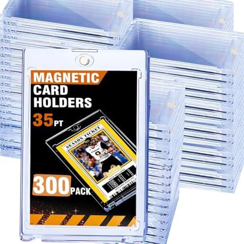 XccMe 300ct Magnetic Card Holder for Trading Cards,35pt One Touch Card Holder,UV Protectors Hard Plastic,Display Card Case,Baseball Cards Holder for Sports,Football,Game,MTG (300 PACK)