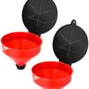 QWORK 4 Quart 2" BSP Drum Funnel 2 Pack Lockable Lid & Screen Filter for 55 Gal Steel, Poly & Oil Drums