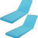 Comcaver Outdoor Chaise Lounge Cushion Set of 2, Fadesafe Water-Repellent Lounge Deck Reclining Chair Cushions for Patio Furniture Lawn Pool Resort Hotel, 72x21x3 Inch, Teal