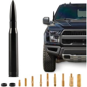 BJSIA Universal Car Antenna Replacement Compatible with Ford, Dodge, Chevrolet, GMC, Jeep, Toyota Truck Replacement Antenna - Made of Rugged Billet and Aluminum, Black, Car Accessories