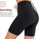 Yvette Biker Shorts for Women High Waisted Tummy Control 8" Workout Gym Tennis Running Yoga Shorts (Black, L)