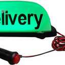 12V Delivery Sign Light for Car, Magnetic Waterproof Taxi Cab Roof Top Illuminated Sign,Delivery Sign LED Light Sealed Base with 3m Power Cable,Delivery Sign Light (GREEN)