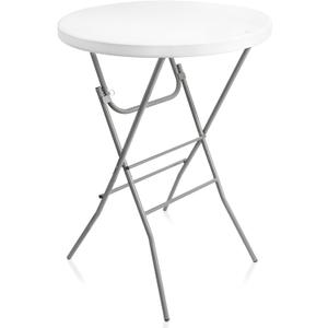 Byliable 32in Cocktail Table White High Top Folding, Portable Bar Height Folding Table Round with Removable Gray Legs, Indoor Outdoor Banquet for Parties, Commercial, Speech, Dining, 3243 in