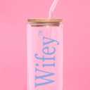 Fetti Wifey Glass Tumbler | 16oz, With Straw, Lid And Brush, Bachelorette Cup, Bride Gift, Wedding Party, Bridal Shower