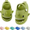 Toddler Shark Cloud Slides | Kids Shower Sandals | Boys Girls Cute Cartoon Fish Flip Flops | Beach Pool Home Slippers Shoes | Quick Dry Non-Slip (10-11 Little Kid, Strap - Dark Green)