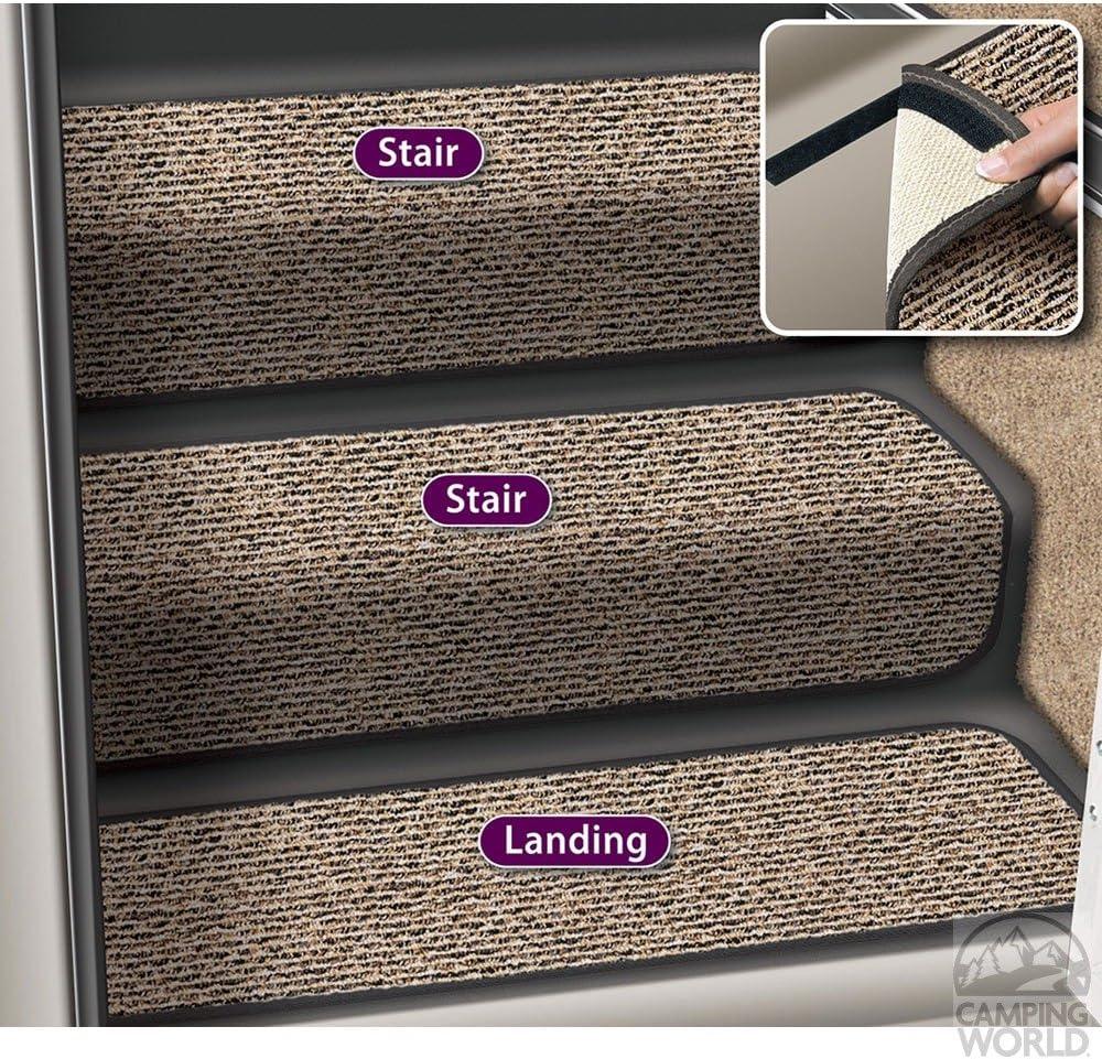 Prest-O-Fit 5-1093 Decorian Step Huggers For RV Landings Peppercorn Black 8 In. x 23.5 In.