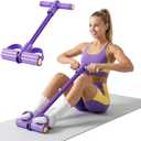 Upgraded 8-Tube Multifunction Foot Pedal Resistance Band, Enhanced Tension Sit Up Pull Rope, Abdominal Trainer for Home Gym, Full Body Workout for Core Leg Arm Waist Strength Training, use Barefoot