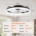 Ceiling Fans with Lights and Remote, 20 Inch Low Profile Ceiling Fan, Upgrade 7-Blade Flush Mount LED Fan Light, 3000K-6500K Dimmable Modern Fandelier Ceiling Fans for Bedroom, Black