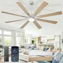 Large Ceiling Fans with Lights: Modern 72 Inch 8 Blade Outdoor Ceiling Fan with Remote APP Control - Dimmable Wood Big Fan light Indoor Reversible 6 Speed Quiet DC Motor