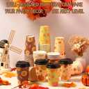 Zopeal 100 Pieces Thanksgiving 12 oz Disposable Coffee Cups with Lids Paper Hot Cup 4 Fall Design Patterns Cute Cups for Hot Tea Beverage Water Juice Dinner Wedding Event Holiday Decoration