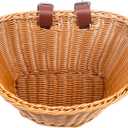 Bike Basket, Front Handlebar Storage Basket with Adjustable Leather Straps, Bicycle Accessories, Hand Woven, Waterproof (Brown(11 * 8.5 * 8 in)