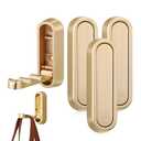 4PCS Gold Foldable Wall Hooks, Metal Foldable Hooks Wall Wount for Bathroom, Kitchen, Bedroom – Space-Saving, for Towels, Coats, Bags, Easy Installation (4, Gold)