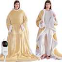 Wearable Heated Blanket with Foot Pocket, Electric Throw Blanket with Sleeves, Heated Cozy Warm Shawl with 10 Heat Settings and 1/2/4/6/8 Hours Auto-Off50''x75'' Beige