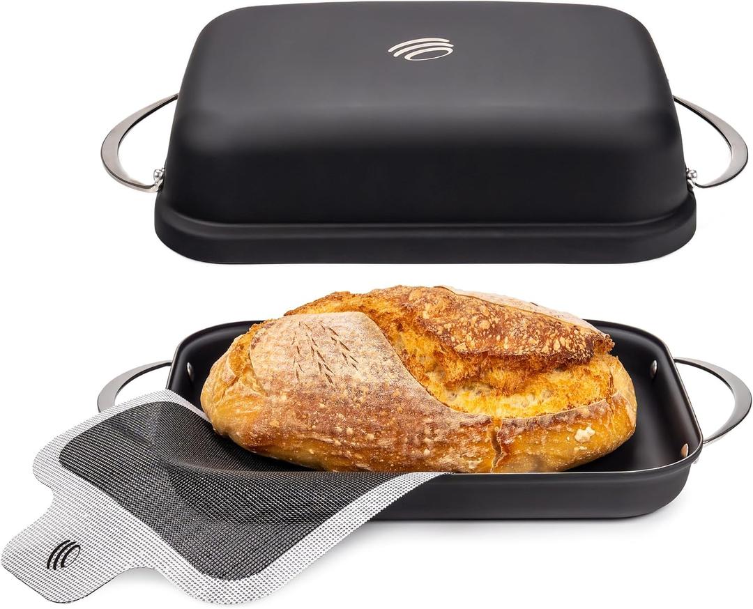 Bulka Bread Oven for Sourdough, Carbon Steel Dutch Oven for Bread Baking - Lightweight Sourdough Bread Pan, No Seasoning Required, Even Heat Design, Silicone Bread Sling Included, Rust-Resistant