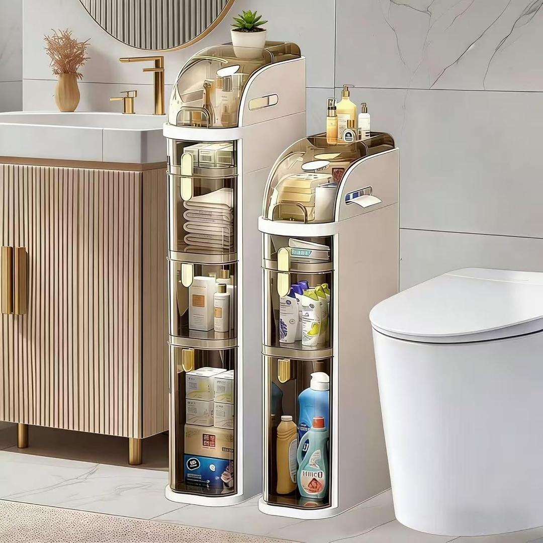 Slim Bathroom Storage Cabinet,Waterproof Narrow Bathroom Drawers,Suitable for Small Spaces,Ideal for Bathrooms (4-Tiers)