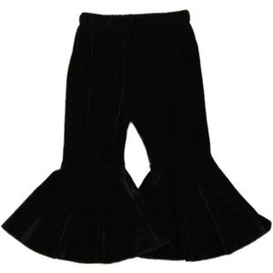 Toddler Bell Bottoms Baby Girls Ruffle Leggings Bell-Bottomed Flare Pants Trousers (E-Black, 1-2T)