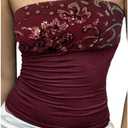 OYOANGLE Women's Sequin Sparkly Sleeveless Tube Top Y2K Slim Fitted Bandeau Going Out Tops size XL