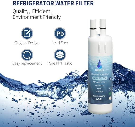 HMASAV W10295370A water filter replacement， Compatible with EDR1RXD1,W10295370,P4RFWB,P8RFWB2L,46-9930,46-9081 3PACK