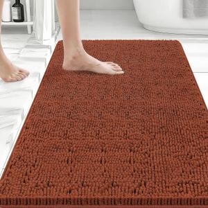 Bcoimo 36x24 Chenille Bath Mat Non-Slip with Backing Bath Rug Ultra-Absorbent and Machine Washable Bathroom Mat Quick-Dry Design. Ideal for Bathroom Shower and Tub Areas