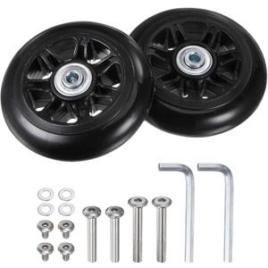 Uxcell Replacement Luggage Wheels 90x24mm Suitcase Wheel Repair Kits Include 2 PU Bearing Wheels & Washers, Wrenches & Axle Screw for Trolley Bag, Inline Skate and Caster Board