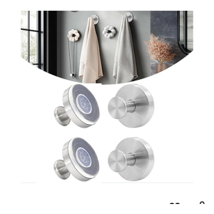 Brushed Nickel Suction Cup Hooks,Heavy Duty Suction Cup Towel Hook Up to 12 lbs,Removable Shower Loofah Holder for Bathroom, Kitchen, Glass Door, Mirror, Tile(4-Pack)