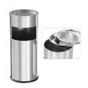 Trash Can Outdoor Waste Container Round Stainless Steel Trash Can with Removable Inner Bucket for Disposal Commercial Waste Container 9.8 x 24- Silver