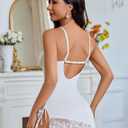 Avidlove Night Gowns for Women Babydoll Lingerie Dress Lace Trim Sleepwear Chemise Nightgowns Side Split Nighty (White, XXL)