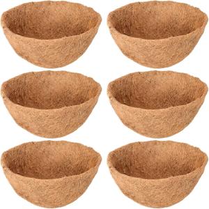 Legigo 6 Pack 14 Inch Hanging Basket Coco Liners Replacement, 100% Natural Round Coconut Coco Fiber Planter Basket Liners for Hanging Basket Flowers/Vegetables