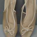 Coutgo Womens Slingback Flats Bow Closed Pointed Toe Mesh Ballet Flats Low Heel Sandals Dress Shoes (11, Khaki)