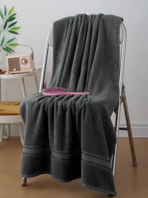 1pc Dark Gray Pure Cotton Thin Large Bath Towel/Kitchen Towel/Handkerchief, Quick Dry & Absorbent