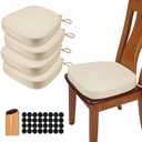 BUYUE Thickened 2.5" Dining Chair Cushions Set of 4, U-Shape High Density Foam Comfortable Chair Pads for Kitchen, Slip Resistant Indoor Seat Cushions (4 PCS, Beige)