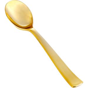 YOUBET 50Pcs Gold Plastic Spoons - Heavy Duty Plastic Spoons - Heavyweight Gold Disposable Silverware for Party & Dinners & Wedding