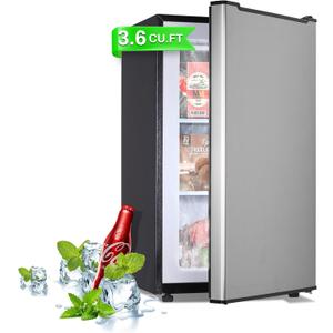 Maine Upright Freezer 3.6 Cu.Ft Mini Freezer with Reversible Stainless Steel Door Freestanding Compact Freezer with 3 Adjustable Thermostat, Small Freezer for Apartment Dorm (Silver)