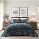 EverGrace Stripe Channel Luxury Velvet Quilt Set King Size, Stormy Blue
Ultra Soft Velvet Bedding Set, Lightweight Comforter, Oversized Bedspread Coverlet for All Season, with 2 Matching Shams