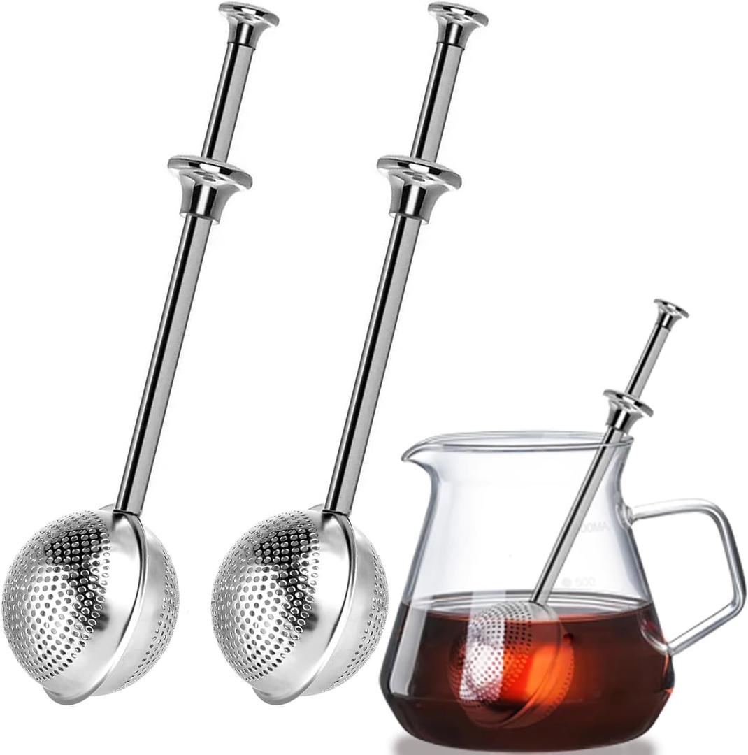2pack Tea Ball, tea infuser for loose leaf tea, tea strainers for loose tea, stainless steel tea strainer, loose leaf tea steeper, easy clean, tea fine mesh strainer reusable (primary color)