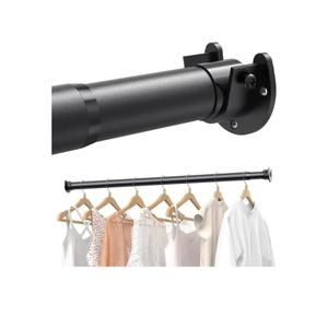 Closet Rods for Hanging Clothes, 17 to 84 Inches Stepless Adjustable Metal Closet Rod, 1.3 Inches Heavy Duty Clothes Hanging Rod for Closet Wardrobes Laundry RV, Black