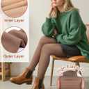 Justay Fleece Lined Tights Women Warm Thermal Fake Translucent Pantyhose Thick Sheer Leggings for Winter Gifts (Brown), L