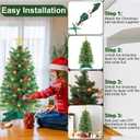 3 Ft Green Christmas Tree with Lights, Timer 8 Modes DIY 50 Warm White Lights Battery Operated Small Artificial Full Xmas Tree Pine Needles Cones Red Berry for Tabletop Home Indoor Holiday Party Decor