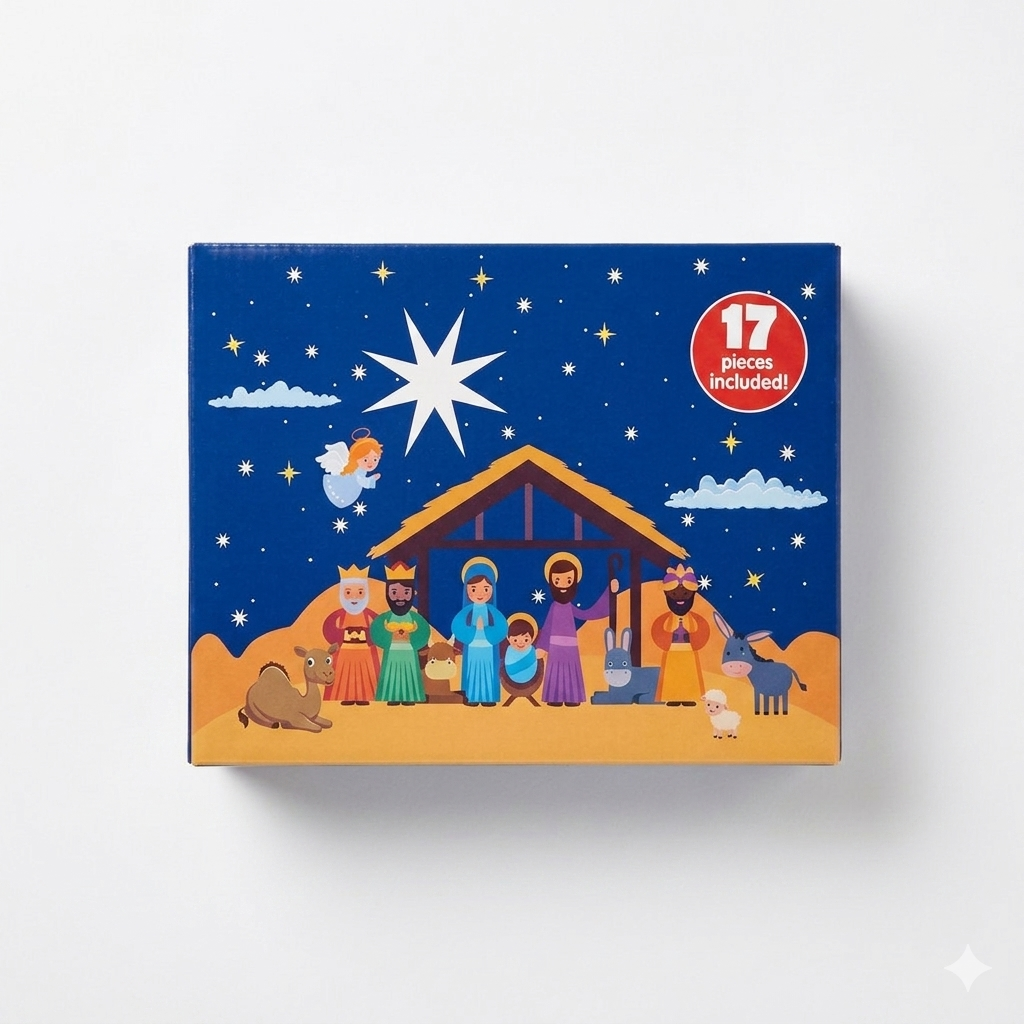 Set for Toddler Nativity Baby Jesus Birth Felt Story Scene Set Christmas Craft Decoration for Religious Party Favor Game for Kid 17 Pcs