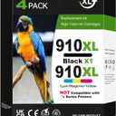 910XL Ink Cartridges for HP Printers Replacement for HP 910XL Ink Cartridges Combo Pack for HP 910 Ink Work for Office Jet Pro 8020 8025 8028 8010 8015 8018 8022 8035 Printer Black and Color, 4 Pack