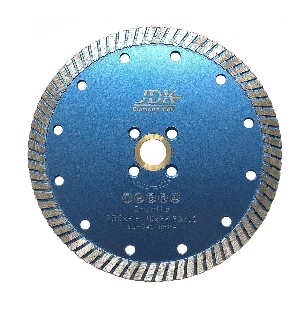 JDK 6 Inch Diamond Saw Blade for Granite, Marble, Quartz & Stone - Professional Continuous Rim Turbo Cutting Wheel for Angle Grinder & Masonry Saw - Fits 7/8" and 5/8" Arbor (JDK1801C)