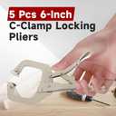 findmall 5Pcs 6 Inch Locking C Clamps with Swivel Pads Heavy Duty C-Type Locking Plier Table and Tool Vise Grip for Shop Home Farm and Automotive DIY Woodworking Welding Cabinetry Pocket Hole Joinery