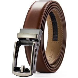 CHAOREN Mens Dress Belt - Ratchet Belt Leather 1 1/4" Comfort Click - Perfect Companion to Mens Dress Shoes (38" to 44" Waist Adjustable, Cognac)