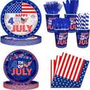 192pcs American Flag Patriotic Party Decorations for Happy 4th of July Plates, Cup, Napkin, Tableware, Independence Day Party Supplies Plates Serve 24 Guests