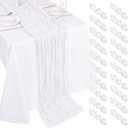 20 Pack Cheesecloth Table Runner - 17x108 Inch White Boho Gauze Cheese Cloth Table Runners for Baby Bridal Shower Decoration Wedding Party Summer Garden Farmhouse