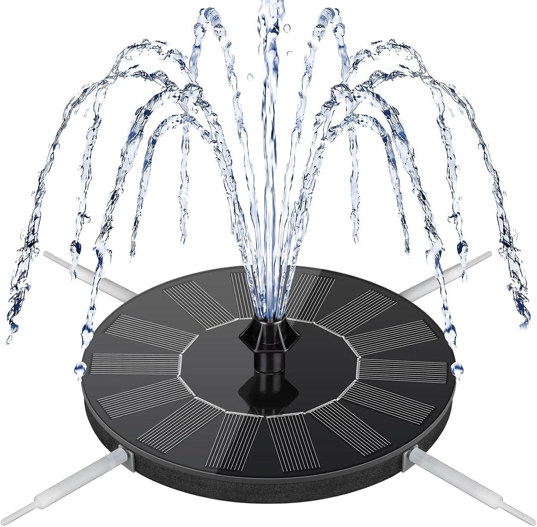 Mademax Solar Bird Bath Fountains, Upgrade 1.4W Solar Fountain Pump with 8 Nozzles & 4 Brackets, Free Standing Floating Solar Powered Water Fountain Pump for Bird Bath, Garden, Pond, Pool, Outdoor