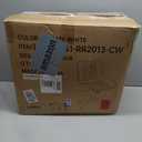 Ergonomic Armless Office Desk Chair - Mid-Century Modern White Faux Leather with Diamond Stitch, Adjustable Height Swivel Rolling Task Computer Chair with Walnut Accent for Home Office, Study & Work