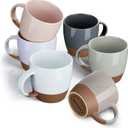 Morandi Color Ceramic Coffee Mugs Set of 6 (Large),18 oz Coffee Cups with Handle, Latte Mug, Big Mug for Women, Men, Great for Tea Hot Chocolate, Microwave Safe, Modern, Unique Style for Any Kitchen