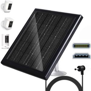 Ring Camera Solar Panel 5V 5W Outdoor Solar Battery Charger for Ring Spotlight Camera, Stick Up Camera with IP65 Waterproof, 16.4 Ft Cable, 360 Adjustable Bracket (Black, 1 Pack)